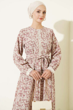 Alternative view of Ankle-Length Dress with Lace Detail Beige
