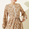 Ankle-Length Dress with Lace Detail Mustard – Bild 2