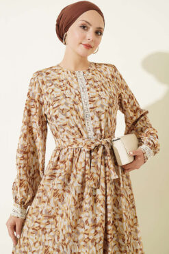 Alternative view of Ankle-Length Dress with Lace Detail Mustard