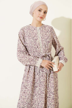 Alternative view of Ankle-Length Dress with Lace Detail Lilac