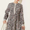 Ankle-Length Dress with Lace Detail Black - Imagen 2