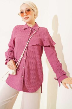 Ankle Ruffle Detail Shirt Rose Dust