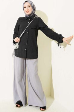 Alternative view of Ankle Ruffle Detail Shirt Black