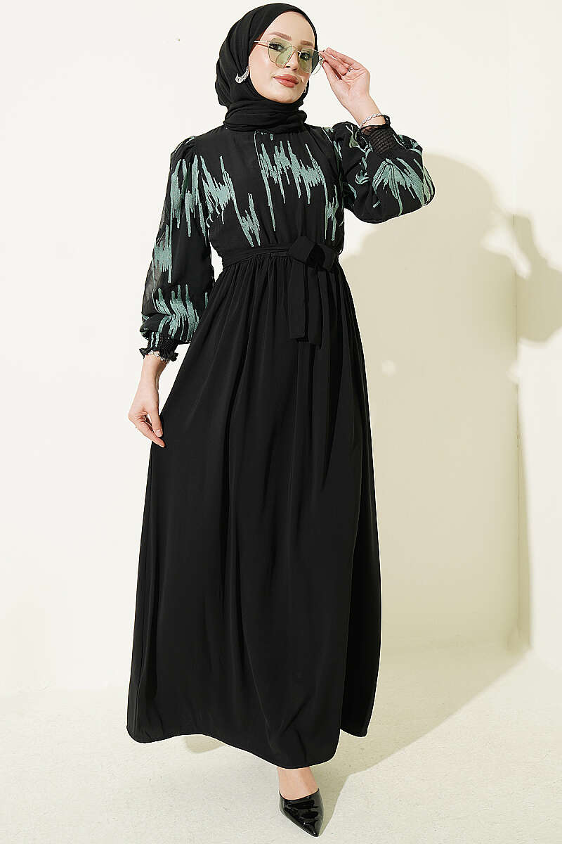 Ankle-Gathered Embroidered Dress Hazel