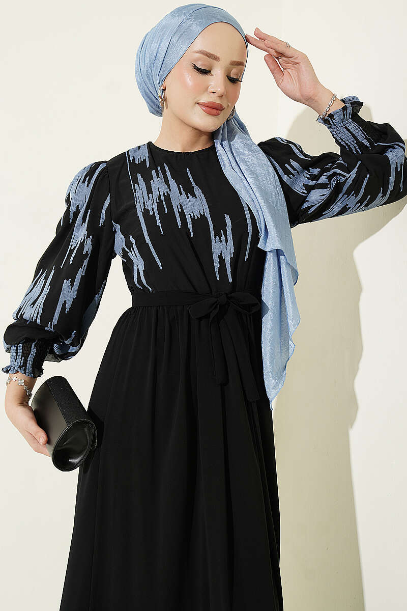 Ankle-Gathered Embroidered Dress Indigo - Image 2