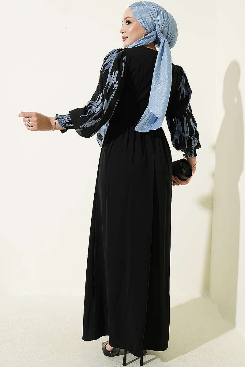 Ankle-Gathered Embroidered Dress Indigo - Image 3