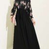 Ankle-Gathered Embroidered Dress Powder Pink