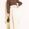 Ankle Tie Balloon Sleeve Short Shirt Brown - immagine 2