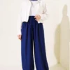 Ankle-Banded Pocketed Harem Pants Navy Blue - Imagen 2