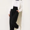 Ankle-Banded Pocketed Harem Pants Black
