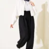 Ankle-Banded Pocketed Harem Pants Black – Bild 2