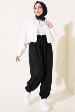 Alternatieve weergave van Ankle-Banded Pocketed Harem Pants Black