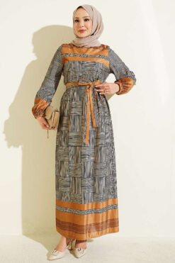 Ankle-Cuffed Check Pattern Dress Yellow