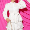 Ankle Elastic Detailed Tiered Dress White - immagine 2