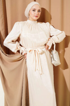 Alternative view of Ankle Elastic Skirt Evening Dress Set Beige
