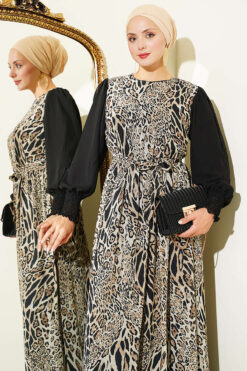 Alternative view of Ankle-Banded Detailed Dress with Leopard Print Leopard