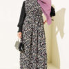 Ankle-Banded Detailed Dress with Leopard Print Purple