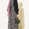 ⁦Ankle-Banded Detailed Dress with Leopard Print Purple⁩ - الصورة ⁦3⁩