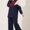Ankle Elastic Detailed Two-Piece Set Navy Blue - Image 3