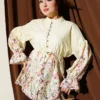 Floral Print Shirt with Cuffed Sleeves Yellow