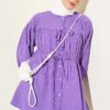 Cuffed Hem Front Tie Shirt Lilac