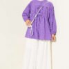 ⁦Cuffed Hem Front Tie Shirt Lilac⁩ - الصورة ⁦2⁩
