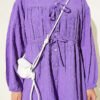 ⁦Cuffed Hem Front Tie Shirt Lilac⁩ - الصورة ⁦4⁩