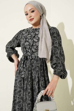 Alternative view of Balloon Sleeve Ruffled Gathered Dress Smoke