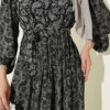 ⁦Balloon Sleeve Ruffled Gathered Dress Smoke⁩ - الصورة ⁦4⁩