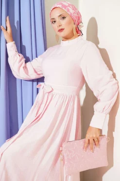 Alternative Ansicht von Ankle Cuffed Belted Flared Dress Pink