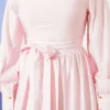 Ankle Cuffed Belted Flared Dress Pink – Bild 4
