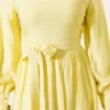 Ankle Cuffed Belted Flared Dress Yellow - Imagen 4