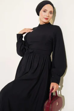Alternative Ansicht von Ankle Cuffed Belted Flared Dress Black