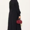 Ankle Cuffed Belted Flared Dress Black – Bild 3