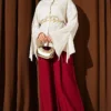 ⁦Ankle Ruffled Linen Look Shirt Beige⁩ - الصورة ⁦2⁩