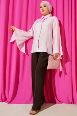 Alternatieve weergave van Ankle-Slit Hidden Button Shirt Pink