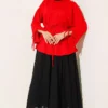 Ankle Slit Tied Tunic Red - Image 2