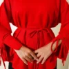 Ankle Slit Tied Tunic Red - Image 4
