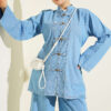 Button-Down Tie-Detail Two-Piece Set Light Denim - Image 2
