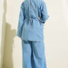 Button-Down Tie-Detail Two-Piece Set Light Denim - Image 3