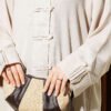 Buttoned Long Tunic with Side Slits Beige - immagine 4