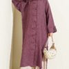 Buttoned Long Tunic with Side Slits Magenta