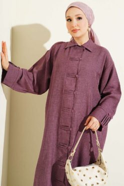 Alternative view of Buttoned Long Tunic with Side Slits Magenta