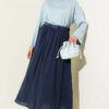 Basic French Terry Two-Piece Set with Crew Neck Blue – Bild 2