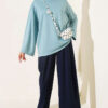 Basic French Terry Two-Piece Set with Crew Neck Petrol - Image 2