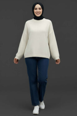 Alternative view of Basic Crew Neck Fleece Sweater White