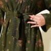 Floral Embroidered Crew Neck Dress Khaki - Image 4