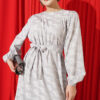 Bicycle Neck Gathered Dress Grey - Image 2