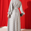 Bicycle Neck Gathered Dress Grey - Image 3