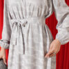 Bicycle Neck Gathered Dress Grey - Image 4